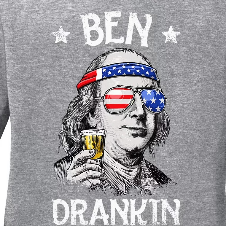 Ben Drankin 4th Of July Benjamin Franklin Ladies Long Sleeve Shirt