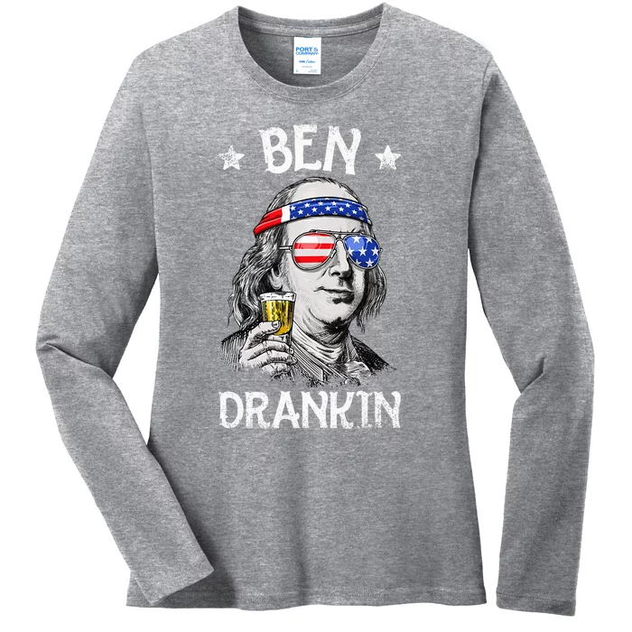 Ben Drankin 4th Of July Benjamin Franklin Ladies Long Sleeve Shirt