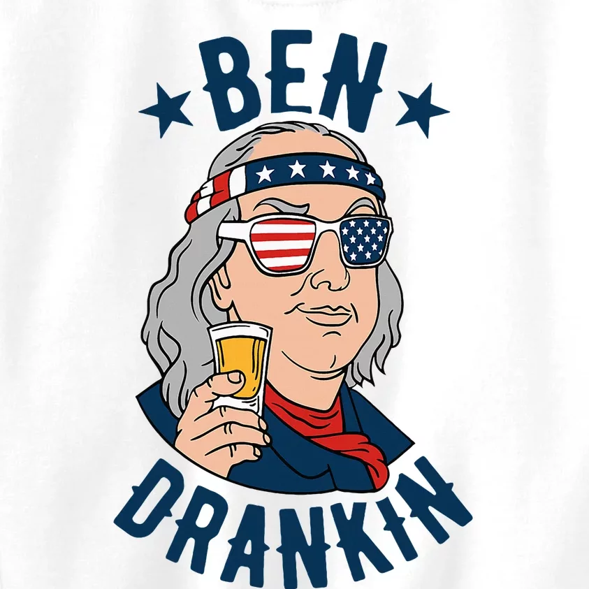 Ben Drankin 4th Of July Funny Benjamin Franklin Drinking Kids Sweatshirt