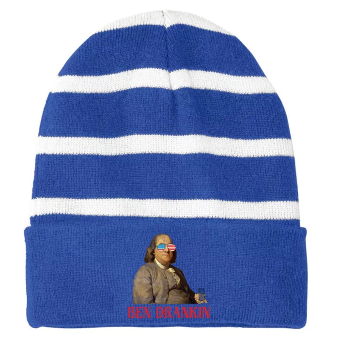 Ben Drankin 4th Of July Benjamin Franklin Usa Gift Striped Beanie with Solid Band