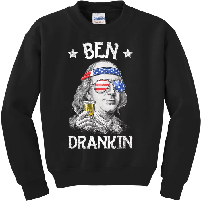 Ben Drankin 4th Of July Benjamin Franklin Usa Flag Kids Sweatshirt