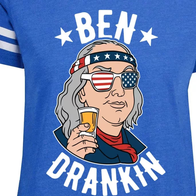 Ben Drankin 4th Of July Funny Benjamin Franklin Ing Cool Gift Enza Ladies Jersey Football T-Shirt