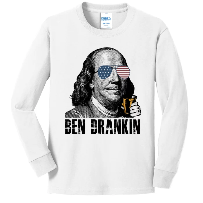 Ben Drankin 4th Of July Benjamin Franklin Kids Long Sleeve Shirt