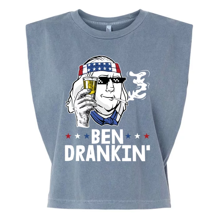 Ben Drankin 4th Of July Funny Pun Patriotic American Gift Garment-Dyed Women's Muscle Tee