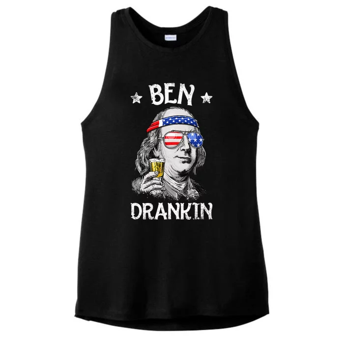 Ben Drankin 4th Of July Benjamin Franklin Usa Flag Ladies Tri-Blend Wicking Tank