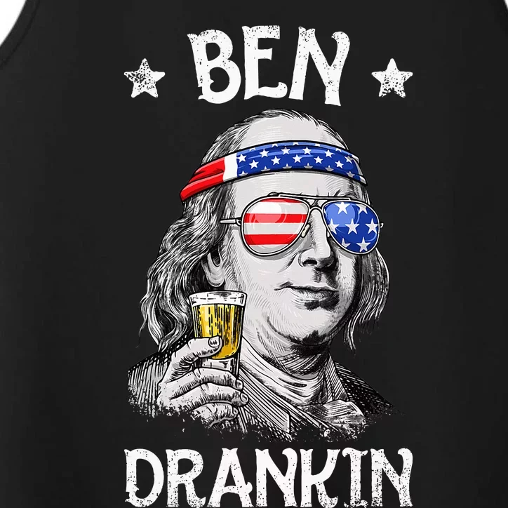 Ben Drankin 4th Of July Benjamin Franklin Usa Flag Performance Tank