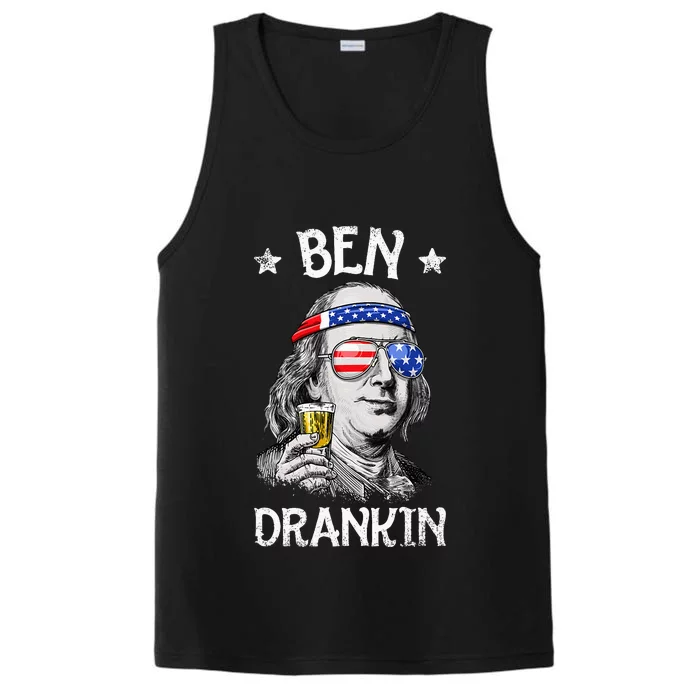 Ben Drankin 4th Of July Benjamin Franklin Usa Flag Performance Tank