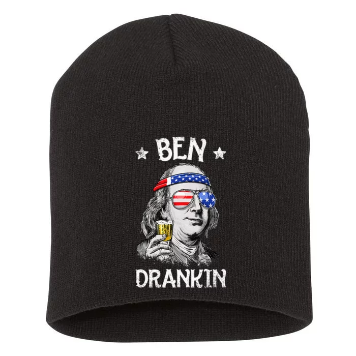 Ben Drankin 4th Of July Benjamin Franklin Usa Flag Short Acrylic Beanie