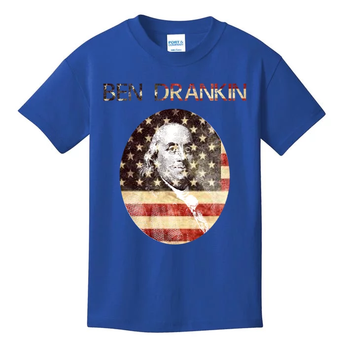 Ben Drankin 4th Of July Funny Benjamin Franklin Cool Gift Kids T-Shirt