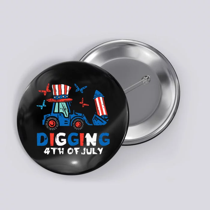 Bulldozer Digging 4th Of July July Fourth Kids Button