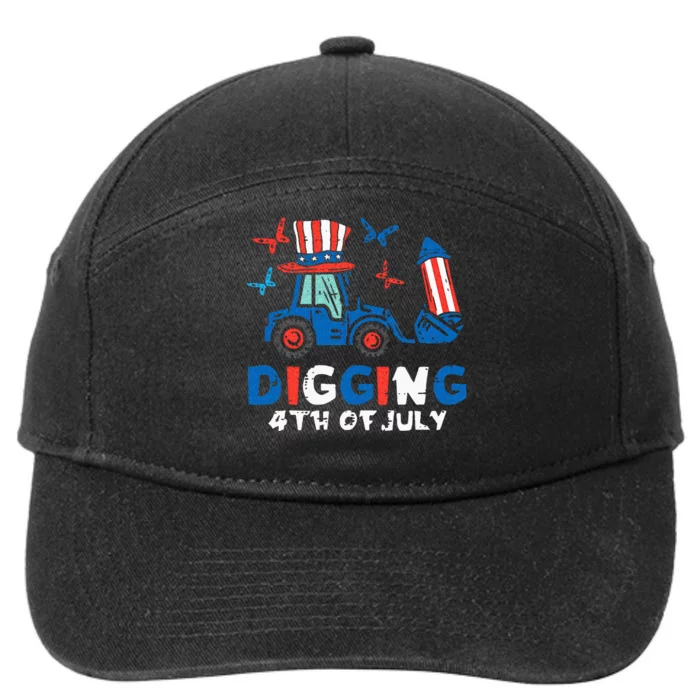 Bulldozer Digging 4th Of July July Fourth Kids 7-Panel Snapback Hat