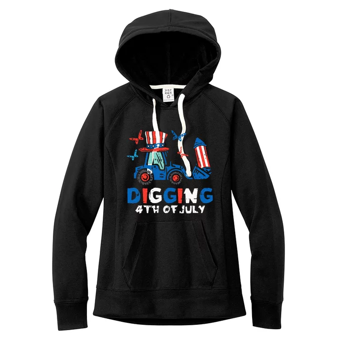 Bulldozer Digging 4th Of July July Fourth Kids Women's Fleece Hoodie