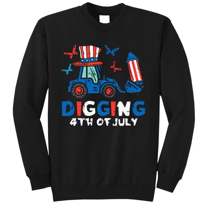 Bulldozer Digging 4th Of July July Fourth Kids Tall Sweatshirt