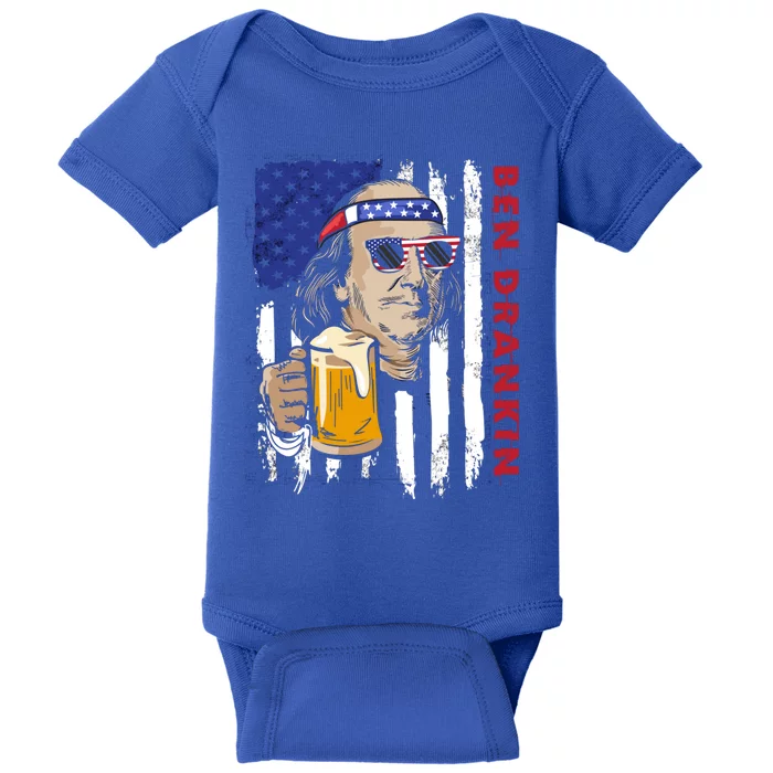 Ben Drankin 4th Of July Funny Usa Patriotic Flag Beer Gift Baby Bodysuit