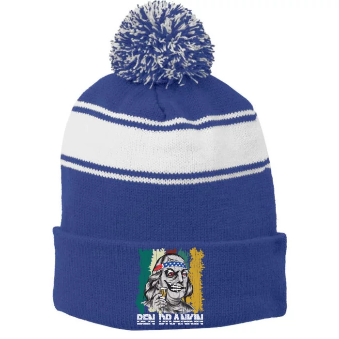 Ben Drankin 4th Of July Independence Day Gift Stripe Pom Pom Beanie