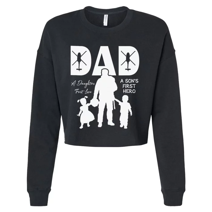 Blackhawk - Dad, A Daughter's First Love, A Son's First Hero Cropped Pullover Crew