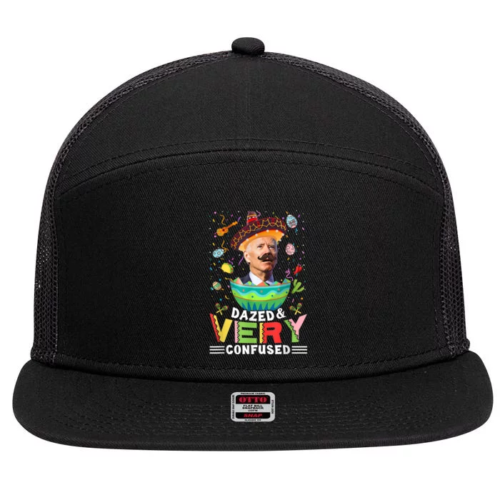 Biden Dazed And Very Confused Funny Anti Biden Cinco De Mayo 7 Panel Mesh Trucker Snapback Hat