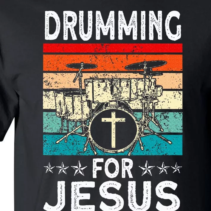 Best Drumming Art For Women Drummer Drum Drumming Jesus Tall T-Shirt