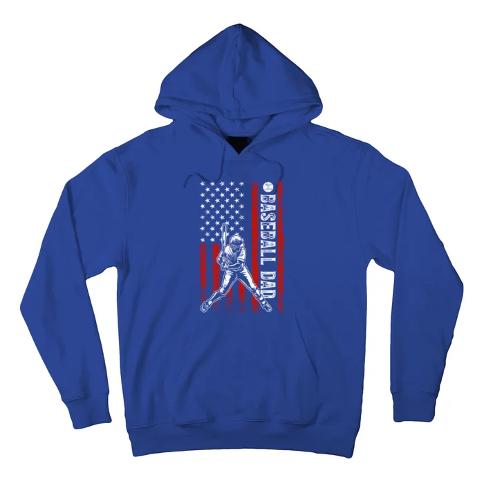 Baseball Dad American Flag For Dad Game Day Fathers Day Gift Hoodie