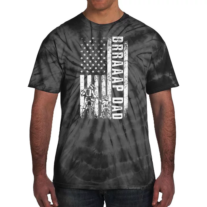 BRRAAAP DAD American Flag Dirt Bike Motocross Father's Day Tie-Dye T-Shirt