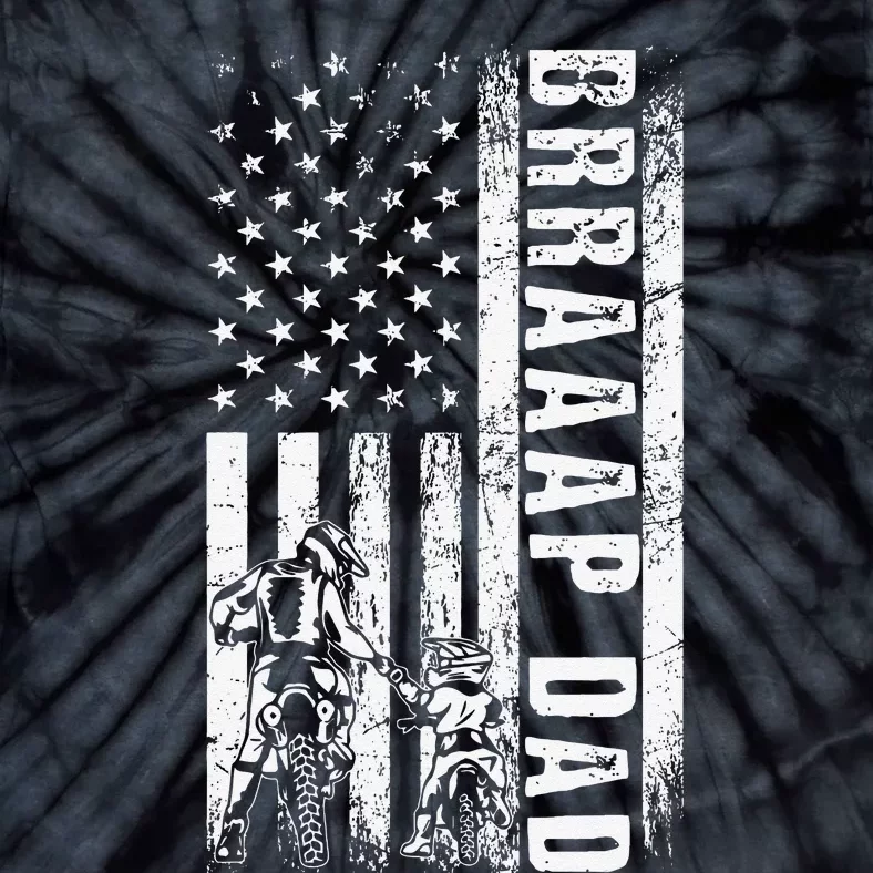 BRRAAAP DAD American Flag Dirt Bike Motocross Father's Day Tie-Dye T-Shirt