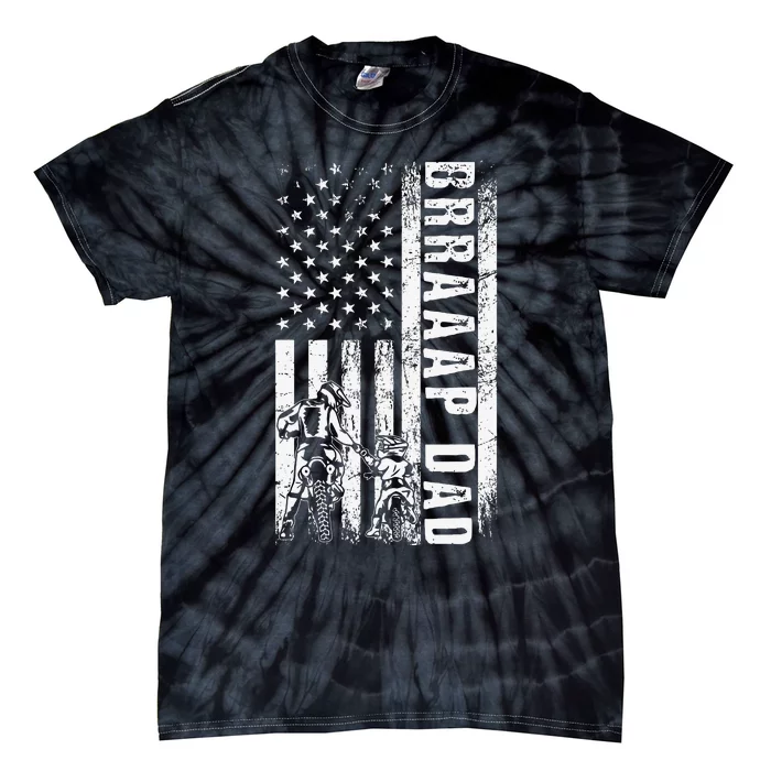 BRRAAAP DAD American Flag Dirt Bike Motocross Father's Day Tie-Dye T-Shirt