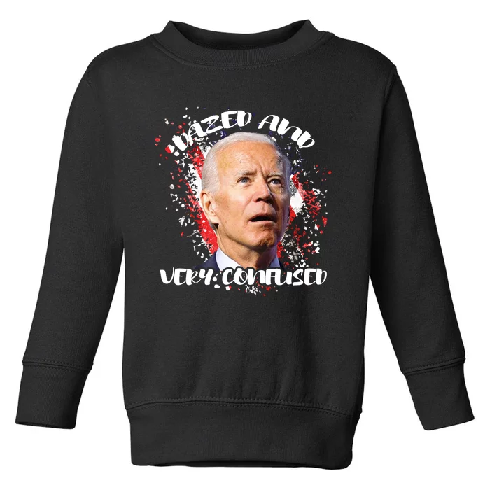 Biden Dazed And Very Confused Funny Anti Joe Biden Us Flag Toddler Sweatshirt