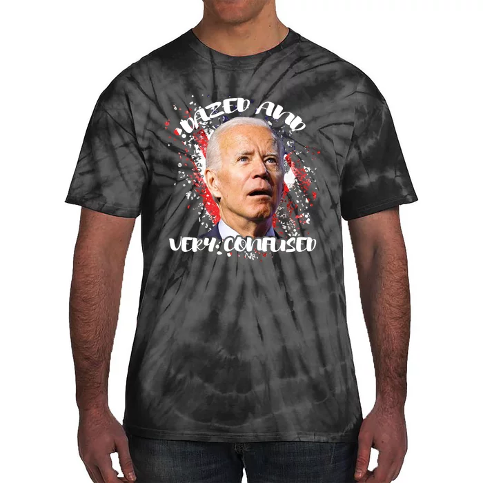 Biden Dazed And Very Confused Funny Anti Joe Biden Us Flag Tie-Dye T-Shirt