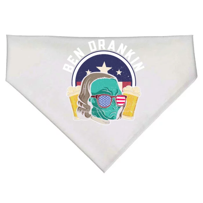 Ben Drankin Alien Usa Funny 4th Of July Cool Gift USA-Made Doggie Bandana