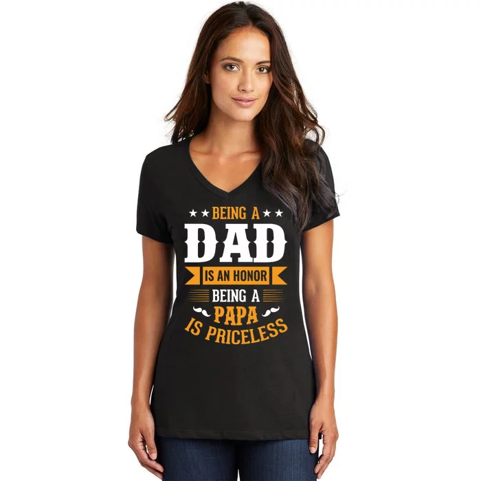 Being Dad And Papa Father's Day Women's V-Neck T-Shirt