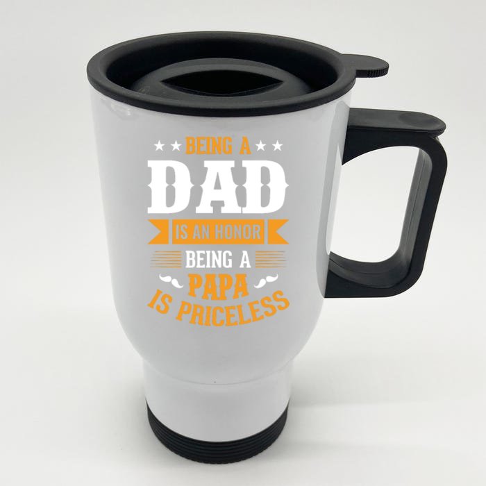 Being Dad And Papa Father's Day Front & Back Stainless Steel Travel Mug