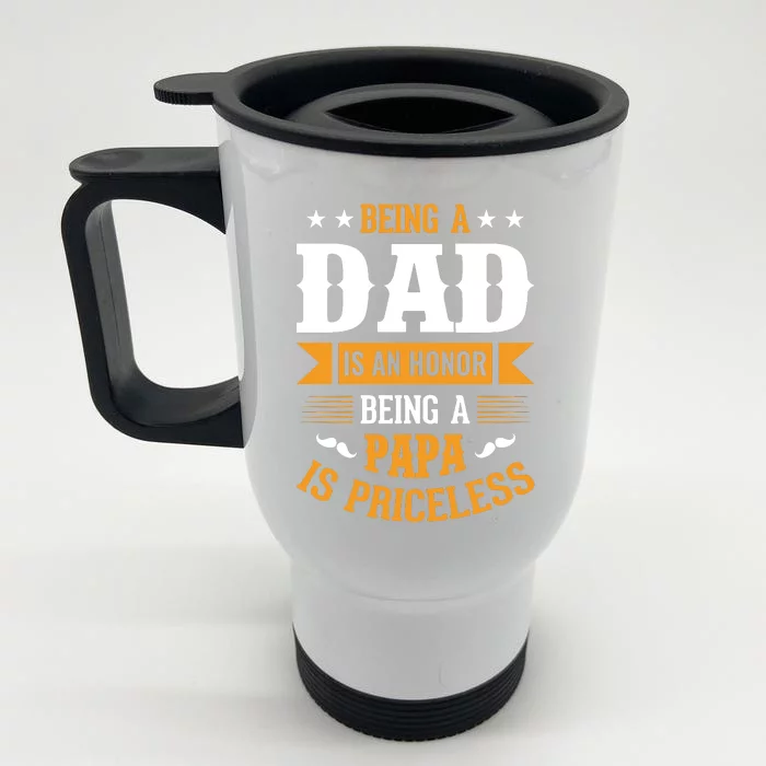 Being Dad And Papa Father's Day Front & Back Stainless Steel Travel Mug