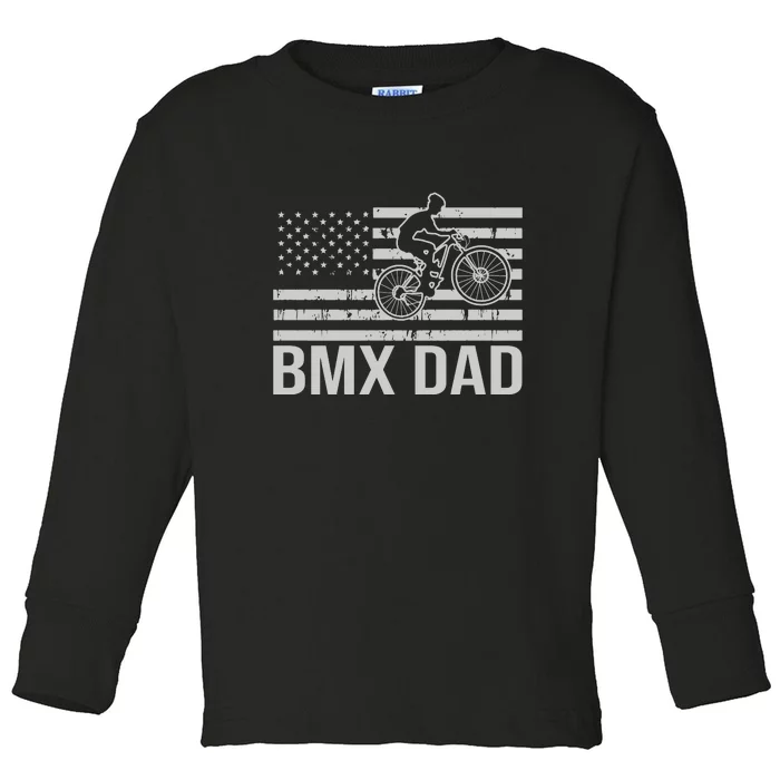 BMX Dad American Flag Gift Toddler Long Sleeve Shirt