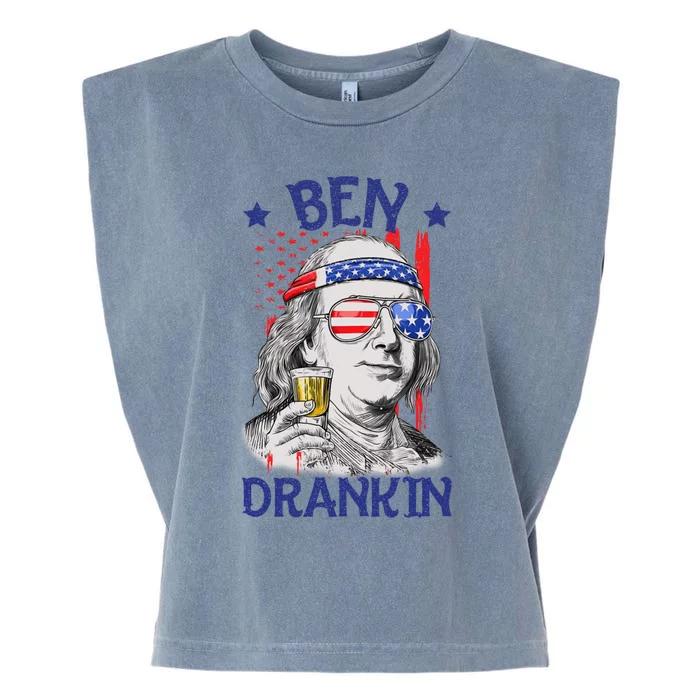 Ben Drankin American Flag 4th Of July Funny Patriot Usa Gift Garment-Dyed Women's Muscle Tee