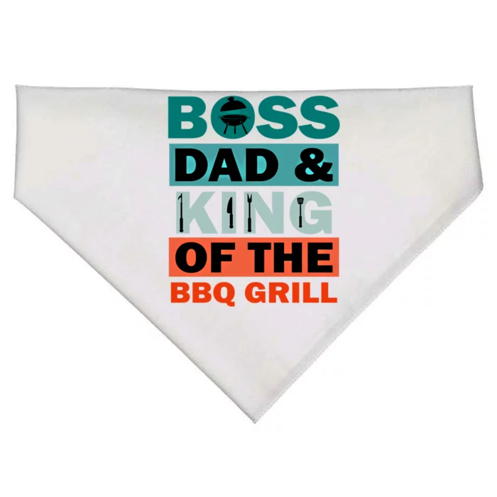 Boss Dad And King Of The Bbq Grill Bbq Barbeque Grill Gift USA-Made Doggie Bandana