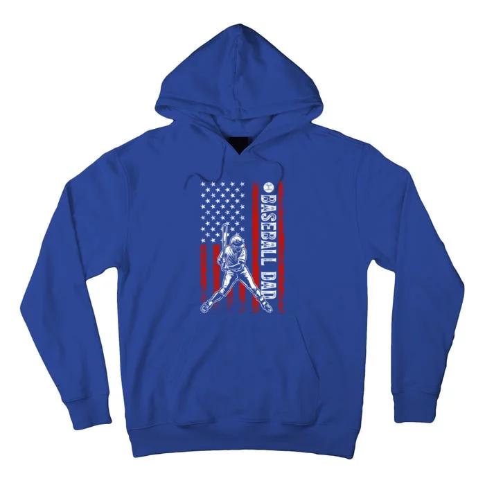 Baseball Dad American Flag For Dad Game Day Fathers Day Gift Tall Hoodie