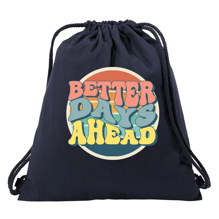 Better Days Ahead Retro Sunset Drawstring Bag