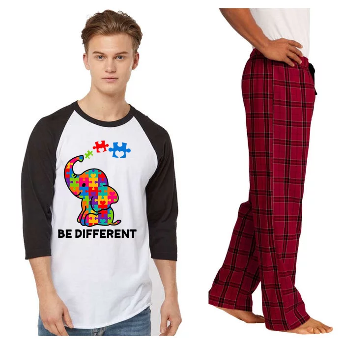 Be Different Autism Awareness Elephant Raglan Sleeve Pajama Set