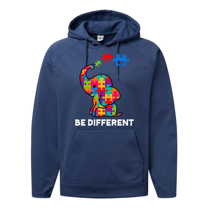 Be Different Autism Awareness Elephant Performance Fleece Hoodie