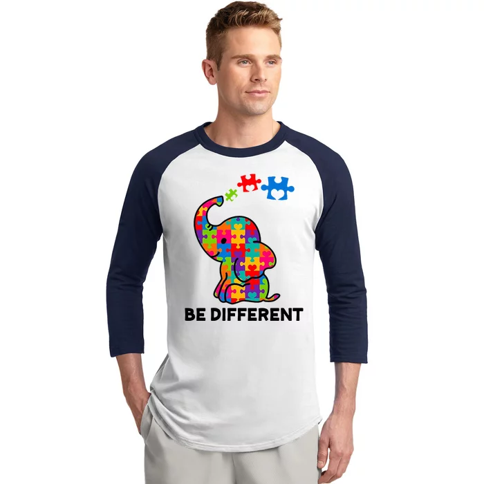 Be Different Autism Awareness Elephant Baseball Sleeve Shirt