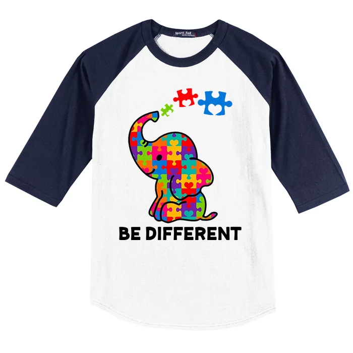 Be Different Autism Awareness Elephant Baseball Sleeve Shirt