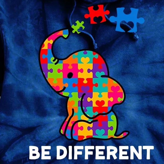 Be Different Autism Awareness Elephant Tie Dye Hoodie