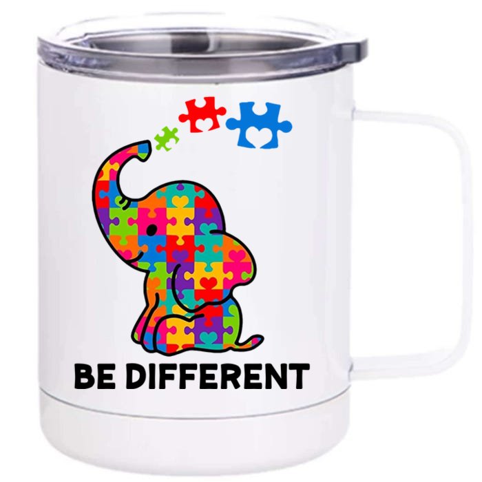 Be Different Autism Awareness Elephant Front & Back 12oz Stainless Steel Tumbler Cup