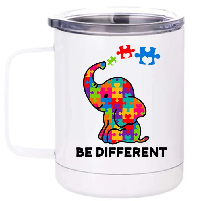 Be Different Autism Awareness Elephant Front & Back 12oz Stainless Steel Tumbler Cup