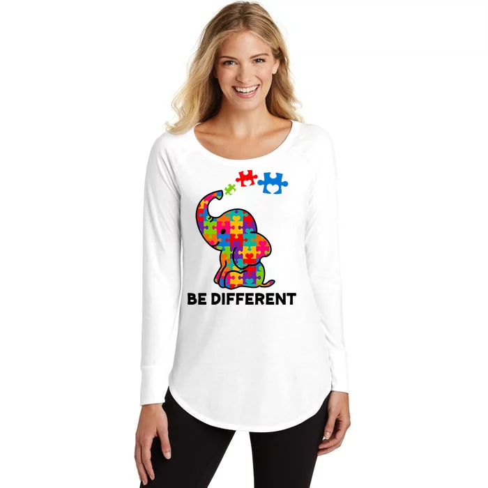 Be Different Autism Awareness Elephant Women's Perfect Tri Tunic Long Sleeve Shirt