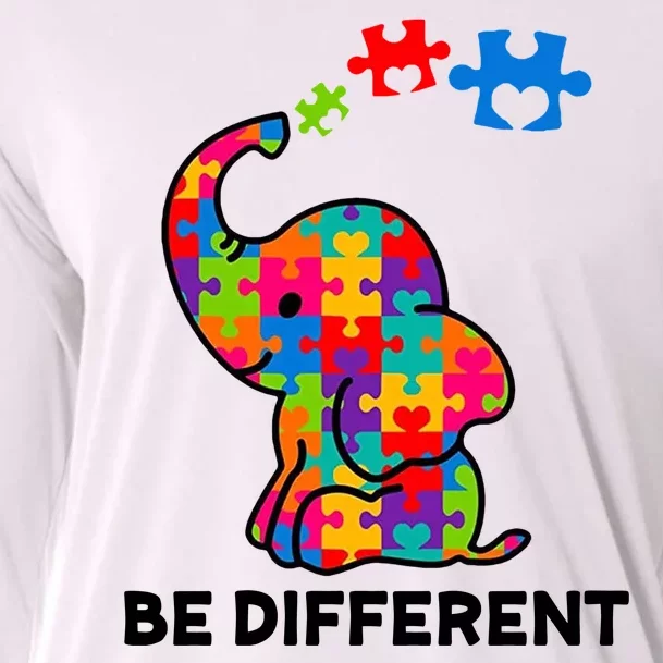 Be Different Autism Awareness Elephant Cooling Performance Long Sleeve Crew