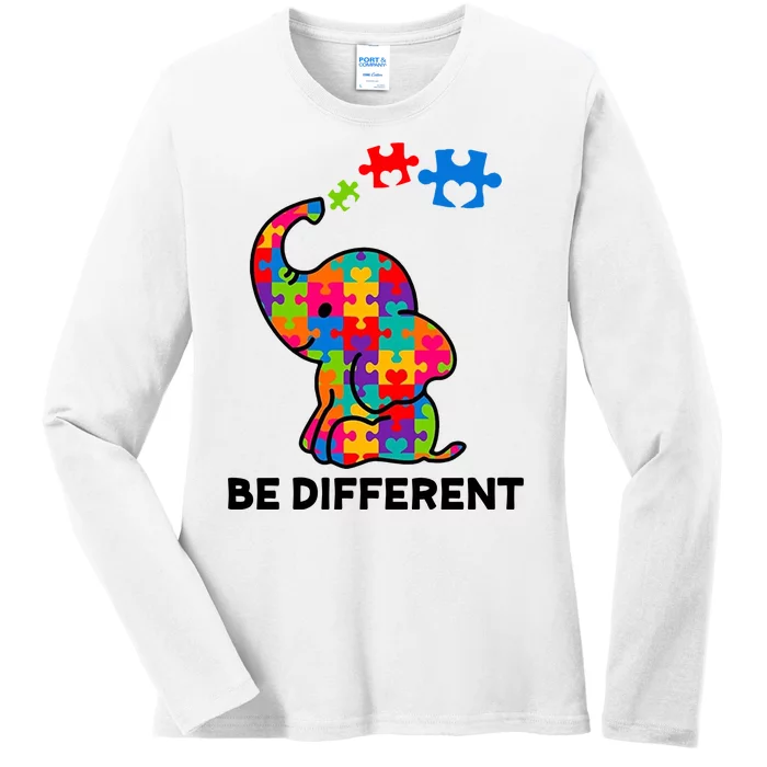 Be Different Autism Awareness Elephant Ladies Long Sleeve Shirt