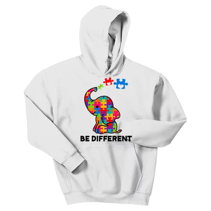 Be Different Autism Awareness Elephant Kids Hoodie