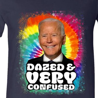 Biden Dazed And Very Confused Tiedye Funny Anti Joe Biden V-Neck T-Shirt
