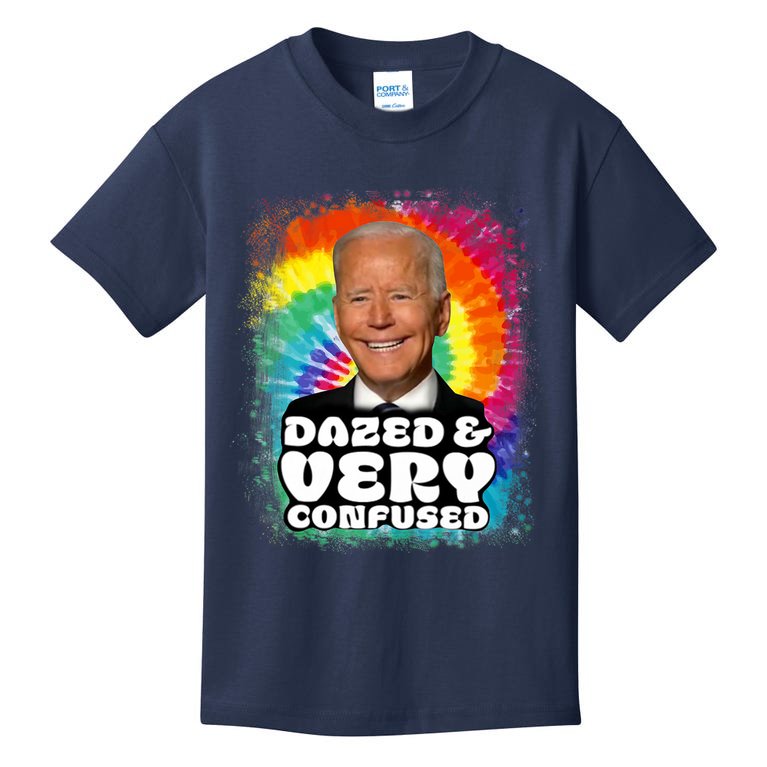 Biden Dazed And Very Confused Tiedye Funny Anti Joe Biden Kids T-Shirt